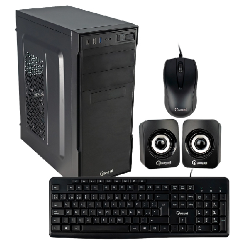 CASE QUASAD C3151T 2USB3.2 USB2.0 24-4 PINES 2SATA TECL. MOU. PAR. FP-300W NEGRO