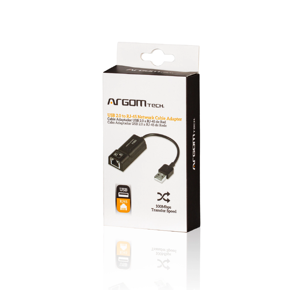ADAPTADOR ARGOM USB2.0 TO RJ45 100MBPS 15CM - Imagen 2
