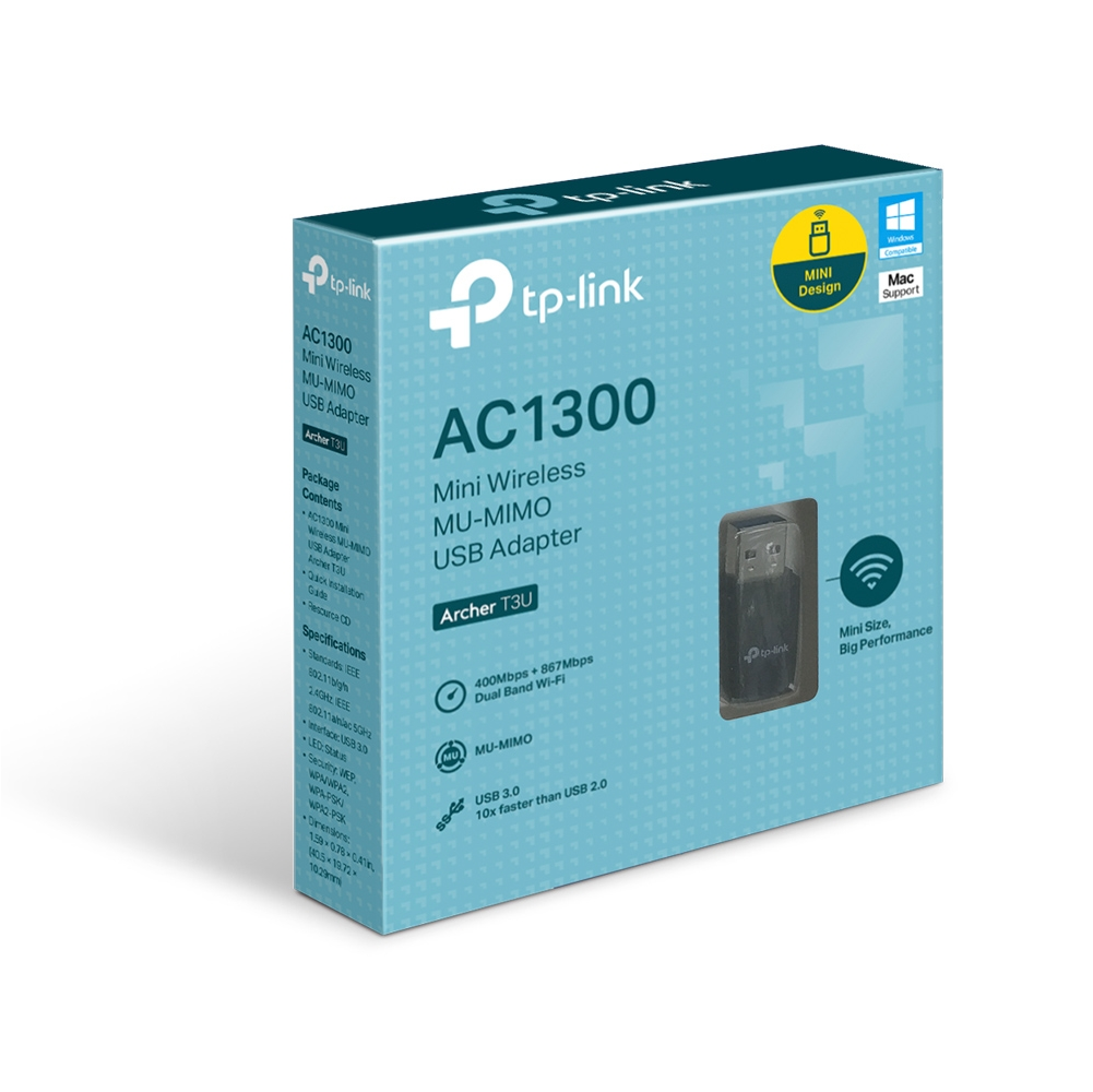 ADAPTADOR DE RED USB TP-LINK ARCHER T3U MINI AC1300 DUAL BAND 867MBPS A 5GHZ + 400MBPS A 2.4GHZ/USB - Imagen 4