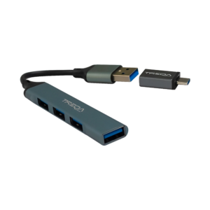 HUB TREQA USB TYPE-C TO 4 PUESTOS USB3.0 SILVER