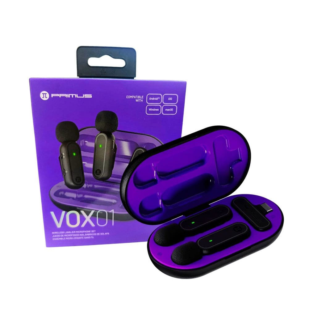 MICROFONO DUAL DE SOLAPA PRIMUS INALAMBRICO CARGA USB-C - NEGRO - Imagen 2